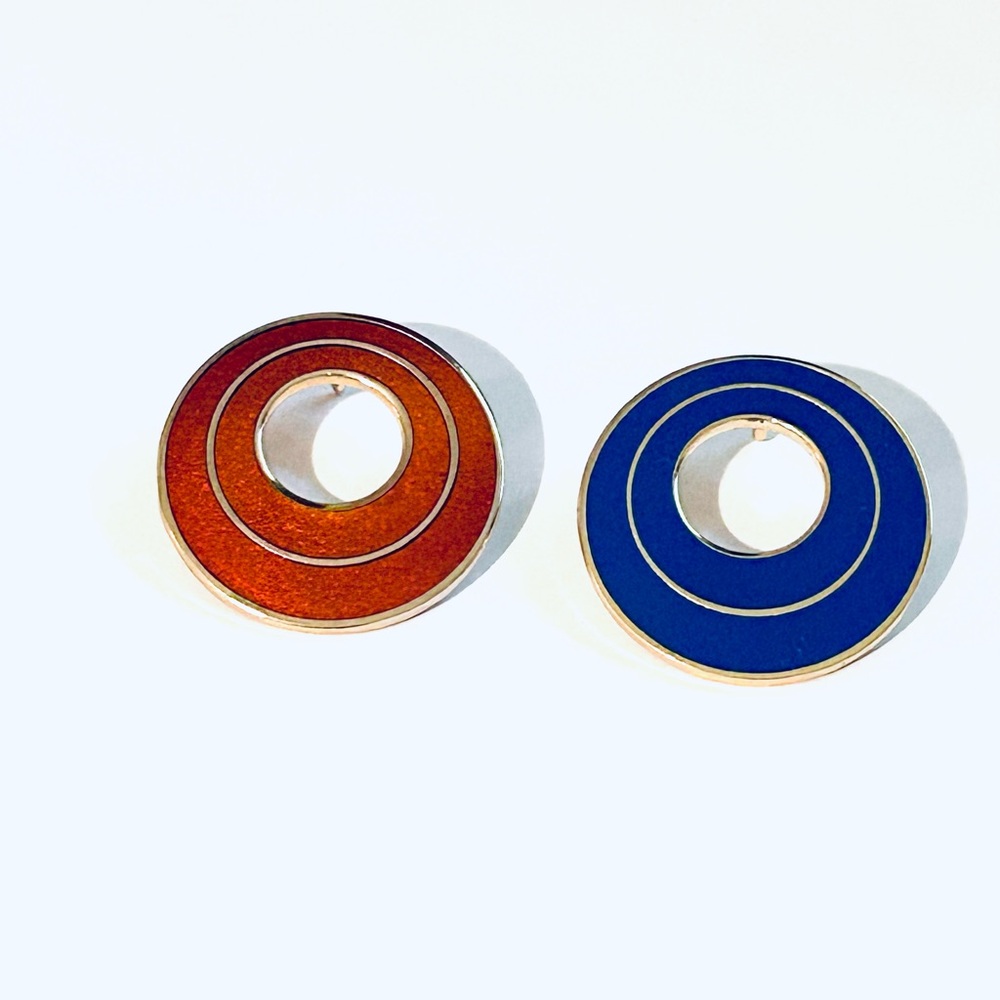 Vintage Orange and Blue Circular Pins